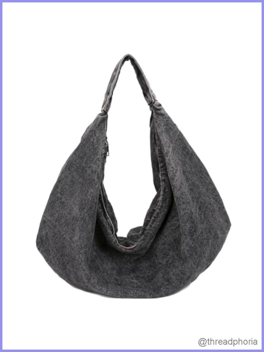 Oversized Hobo Bag Washed Denim Shoulder Purse Slouchy Casual